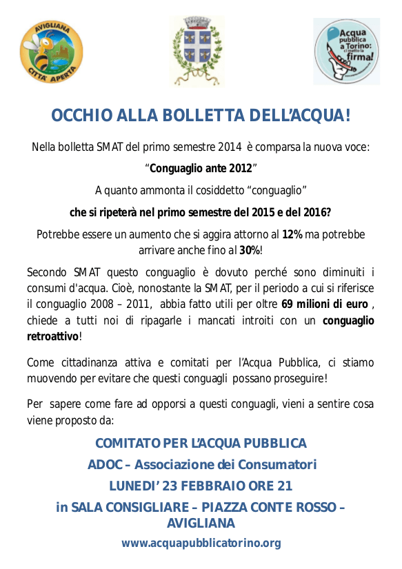 Avigliana: Occhio alla bolletta!